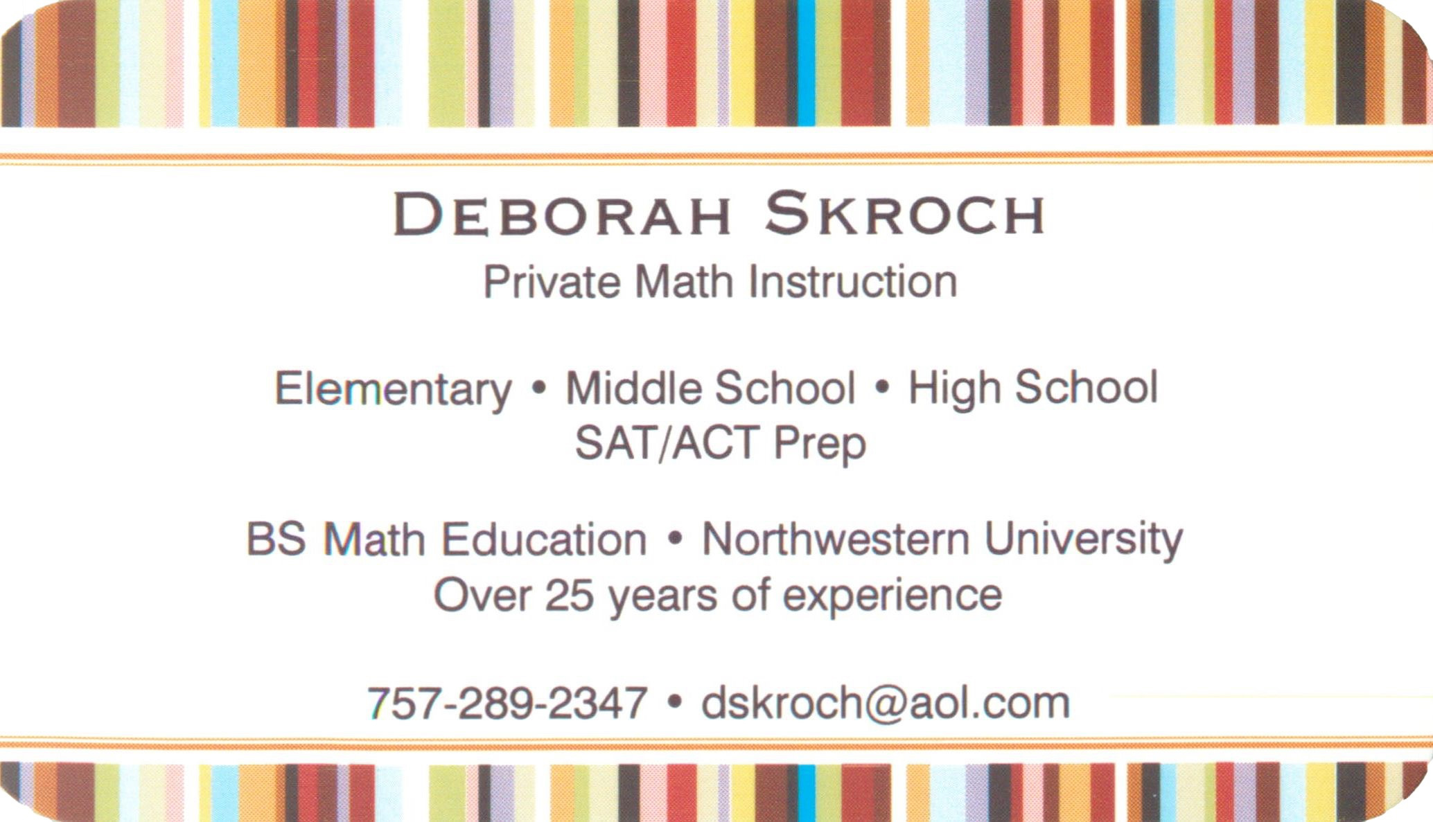 Private Math Instruction - Deborah Skroch