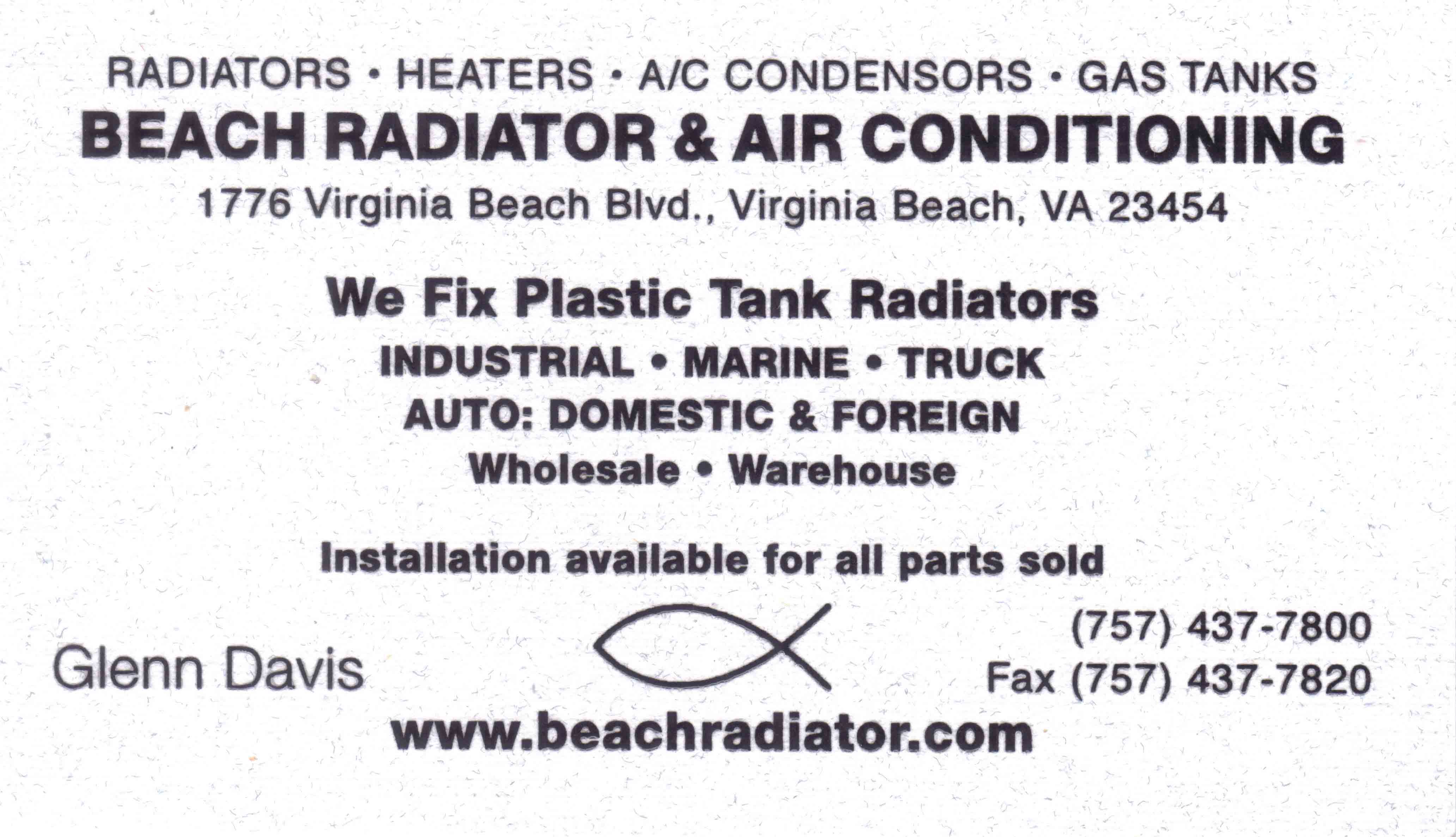 Beach Radiator and Air Conditioning